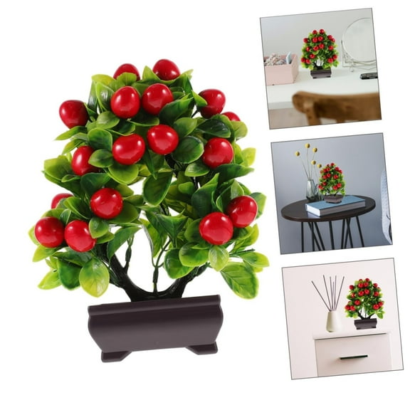 ERTZAE Artificial Cherry Bonsai Potted Plant – Home Desk Kitchen Decor Plant,Realistic Plastic Small Bonsai,Low-Maintenance Room Ornament,Decorative Potted Plant,Multi-Scene Indoor Decor