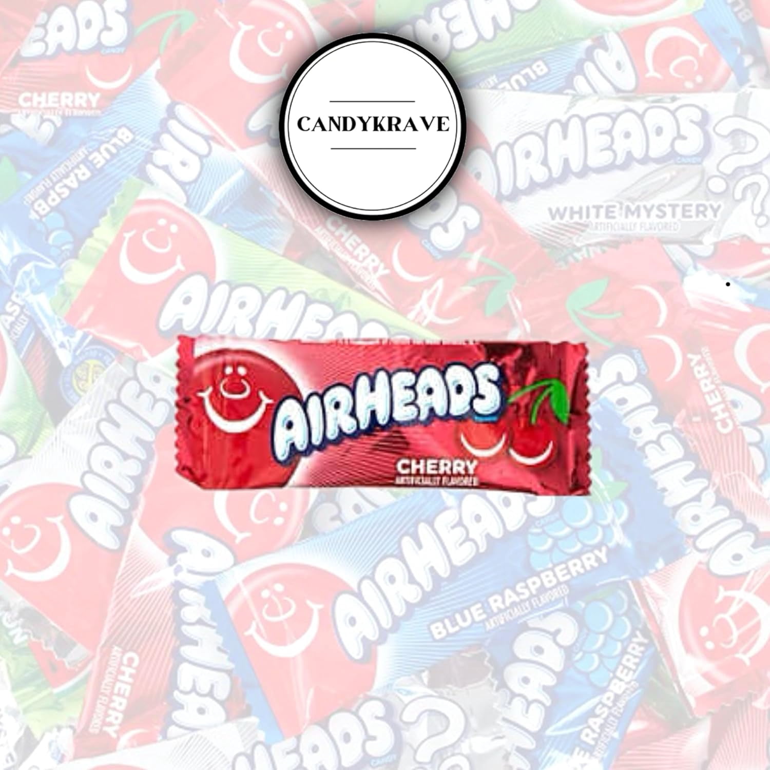 Airheads Candy Mini Bars Independence Day Pack, 80 Pieces Bulk Bag, White Mystery + Cherry + Blue Raspberry Flavor, Individually Wrapped Fruit Taffy, Perfect for Birthdays, Parties & Pantry (2 lbs)