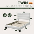 thumbnail image 7 of Einfach Twin Bed Frame, Platform Bed Frame with Panel Upholstered Velvet Headboard, White, 7 of 7