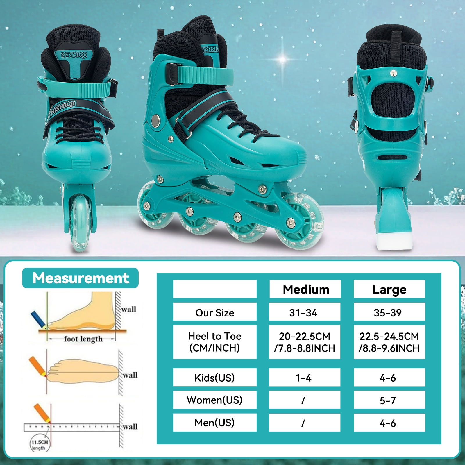 GIATUEE Adjustable Light up Kids Roller Skates for Boys Girls, Inline Skates with Bag, Pink(Medium)