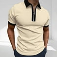 thumbnail image 2 of Men's Tennis Shirt Half Zip Golf Shirt Collared Short Sleeve Colorblock Work Shirts L, 2 of 3