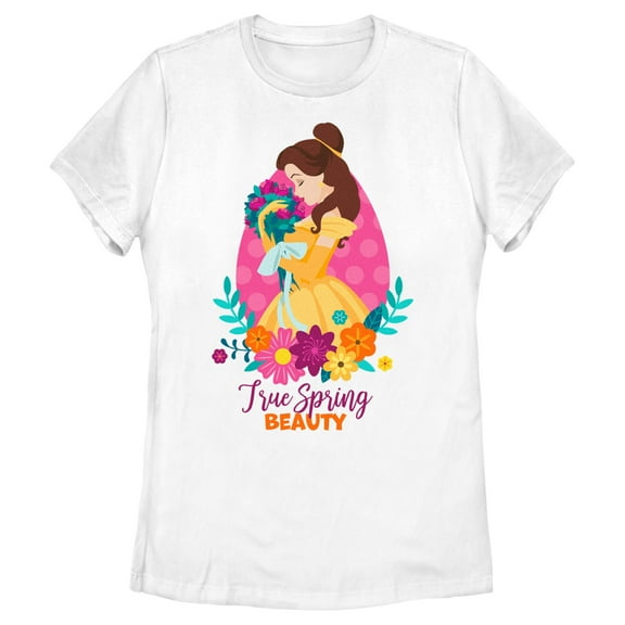 Women's Disney Belle True Spring Beauty Graphic Tee White Small