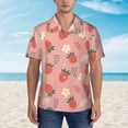 thumbnail image 4 of Daiia Strawberry Floral Hawaiian Shirt for Men Gentle Cotton Regular Short Sleeve Casual-Small, 4 of 9