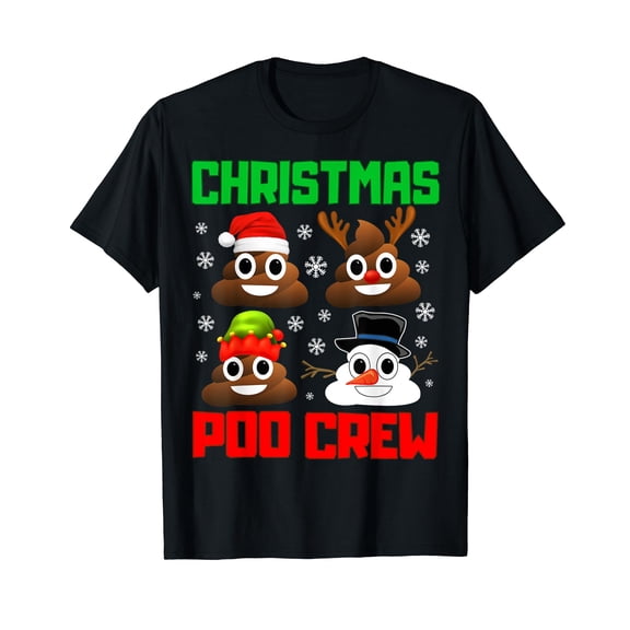 Christmas Poop Crew Funny Xmas Pajama Black T-Shirt