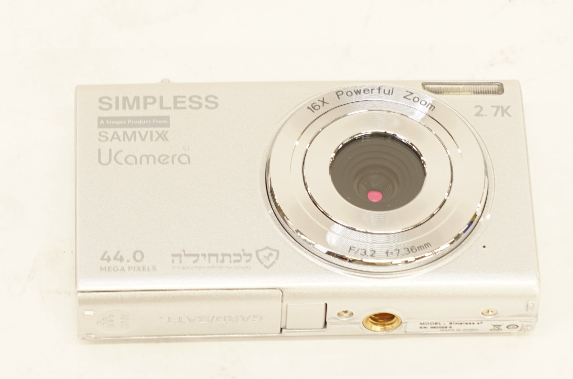 Samvix UCamera S7 Kosher 16X Digital Zoom 44MP CMOS Sensor Digital Camera, Silver