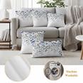 thumbnail image 6 of Blue Eucalyptus Outdoor Waterproof Pillow Covers, Farmhouse Flowers Leaf White Watercolor Decorative Square Throw Pillowcase Sofa Cushion Sham for Patio/Couch/Chair, 18"x18" 2 Pack, 6 of 8
