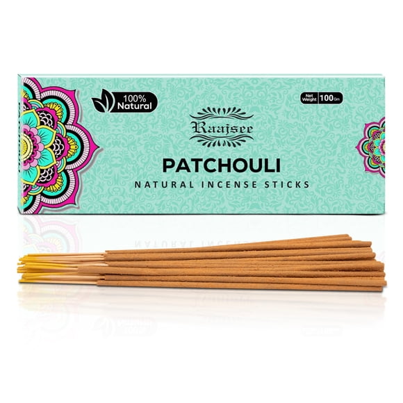 Varillas de incienso Raajsee Patchouli, 100 g, hechas a mano, naturales