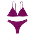 thumbnail image 1 of Swimming Suits for Women Solid Color Spaghetti Strap Backless Separate Bikini Purple Bathing Suits for Women M, 1 of 4