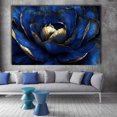 thumbnail image 2 of Mudket Canvas Print Framed Ready to Hang, Royal Blue Peony Gold Trim Canvas Wall Art, Vintage Floral Wall Decor Artwork for Living Room Entryway Bedroom Office, Dark Bloom Prints - 12"L x 8"W, 2 of 10