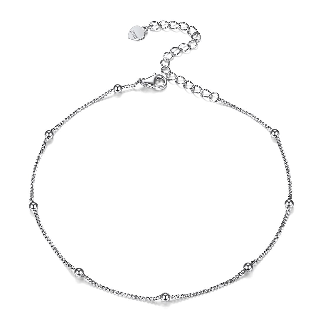 ChicSilver Sterling Silver Beads Anklets Foot Chain Ankle Bracelet ...