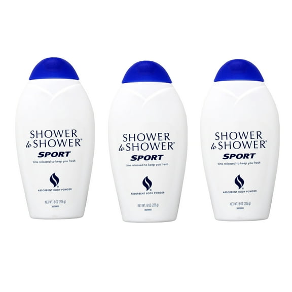 Shower To Shower Body Powder Sport 8 Oz, Talc Free, Pack of 3