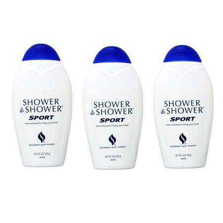 Shower to Shower Absorbent Body Powder, Sport, 8 Ounce Bottles (Pack of 3)
