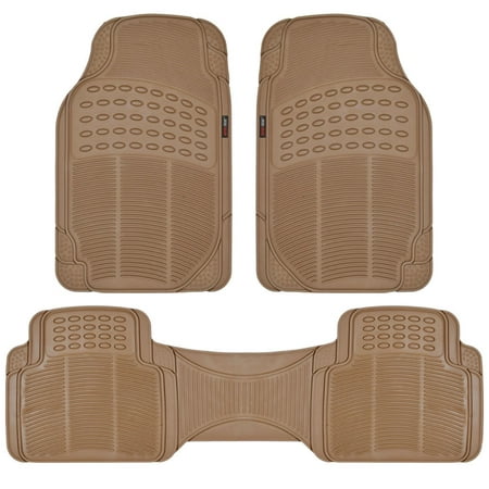 Motor Trend 100% Odorless Car Rubber Floor Mats - All Extreme Weather Protection, 3 Pieces For Auto, SUV, Van &