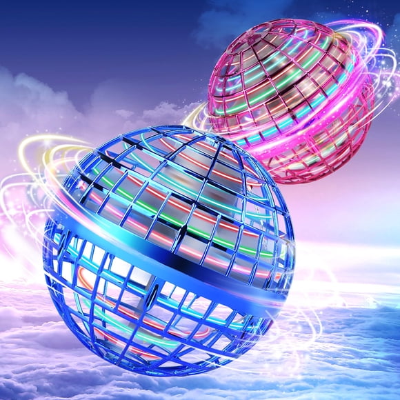 Vrainito Flying Orb Ball 2025 Upgrade, 2 Pack Hand-Controlled Flying Orb Toy, 360° Rotating Cosmic Globe Hover Ball for Kids (Blue + Purple)