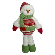 Northlight 17.5" Red and Green Jolly Plush Snowman Christmas Figure