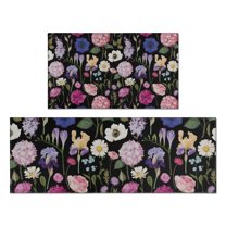 Pioneer Flower Floral Print Pattern Kitchen Rugs Sets Of 2,Anti Fatigue Kitchen Mat Rugs Non Slip Washable,Decorative Kitchen Floor Mats for Kitchen,Sink,Laundry,17"x30" 17"x47"