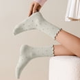 thumbnail image 2 of Yuanlong Women's Ruffle Edge Crew Socks Sweat Absorbent Polka Dot Slouchy Autumn And Winter Socks Holiday Hosiery, 2 of 4