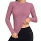thumbnail image 3 of Top marrón,Suéter liso para mujer, cuello redondo, manga larga, camisa informal de poliéster, ligero y cómodo, para usar en casa, sopatenor, 3 of 9