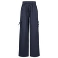 thumbnail image 6 of Avamo Ladies Trousers Low Waisted Yoga Pants With Pockets Bottoms Running Long Sweatpants Full-Length Elastic Waist Jeggings blue L, 6 of 7