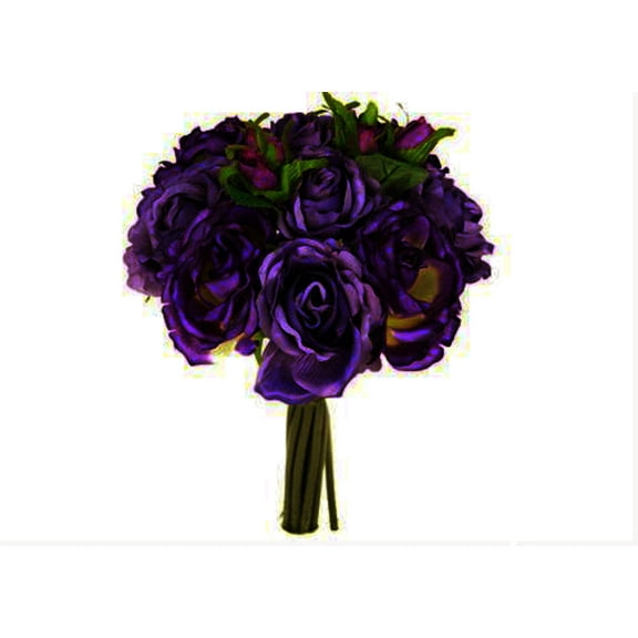 Rose Silk Flower Bouquet Dark Purple