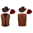 thumbnail image 3 of Doomiva Haloween Cowboy Outfit for Kids Cowboy Hat Vest and Bandanna for Carnival Party Brown&Red 14, 3 of 4