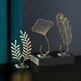 thumbnail image 4 of Visland Metal Golden Ginkgo Leaves Statue Ornaments Home Living Room Office Desk Decoration Accessories, 4 of 7