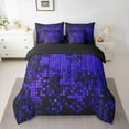 thumbnail image 2 of Manfei Teens Abstract Geometric Plaid 7pcs Bedding Comforter Set,Futuristic Cubes Queen Bedding Sets Super Cozy,Gradient Neon Lights Queen Sheet Sets,Luxury Bedroom Decor,Reversible, 2 of 8