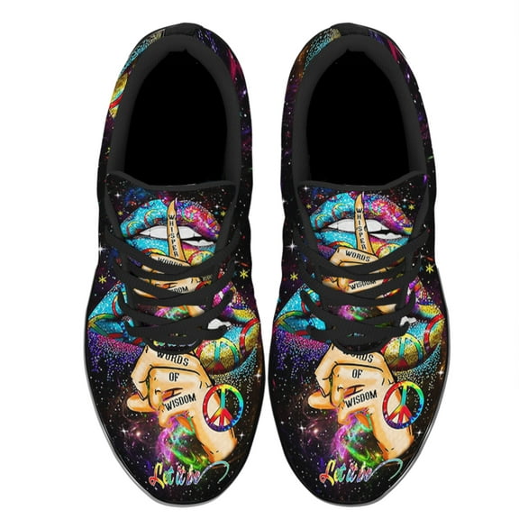 Hippie Whisper Words of Wisdom Shoes Sneakers for Women Men Black Size 3.5