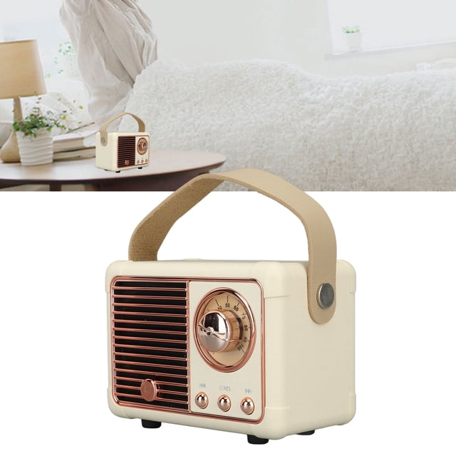 Haut-parleur Rétro BT, Mini Haut-Parleur Portable de Style Ancien pour Bureau de Cuisine Chambre Bureau Extérieur