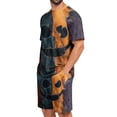thumbnail image 4 of Leidass Mens Halloween Pajama Set Short Sleeve Sleepwear Lounge Set Crew Neck Tee and Shorts Casual Homewear Two Piece Outfit Beige L, 4 of 7