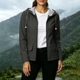 thumbnail image 6 of Lmueinov Womens Striped Lined Waterproof Hooded Windbreaker Jacket Zip Oxford Cloth Casual Outerwear with Pocket for Fall Winter Outdoor Hiking Daily Wear, 6 of 7