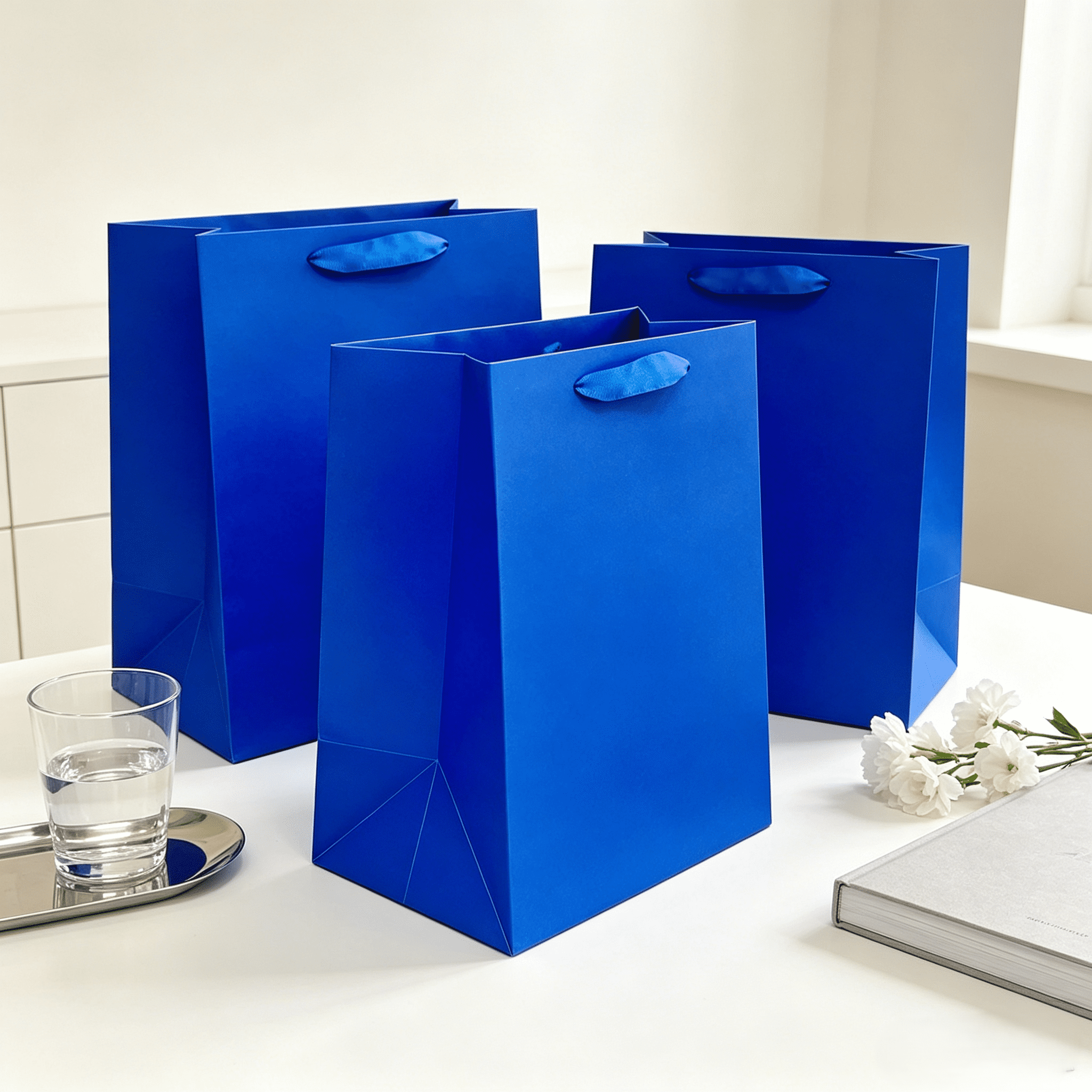 Large Blue Paper Gift Bags, 7" x 10", 3 Count, by Way To Celebrate