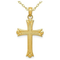 Gem & Harmony 14K Yellow Gold Cross Pendant Necklace with Chain for Men