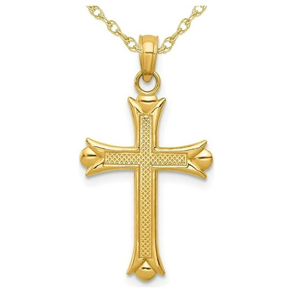 Gem & Harmony 14K Yellow Gold Cross Pendant Necklace with Chain for Men