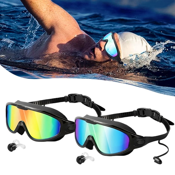 Swim Goggles,2 Pc Professional Anti Fog No Leaking UV Protection Swimming Goggles,Wide View Swim Glasses for Women Men Adult Youth
