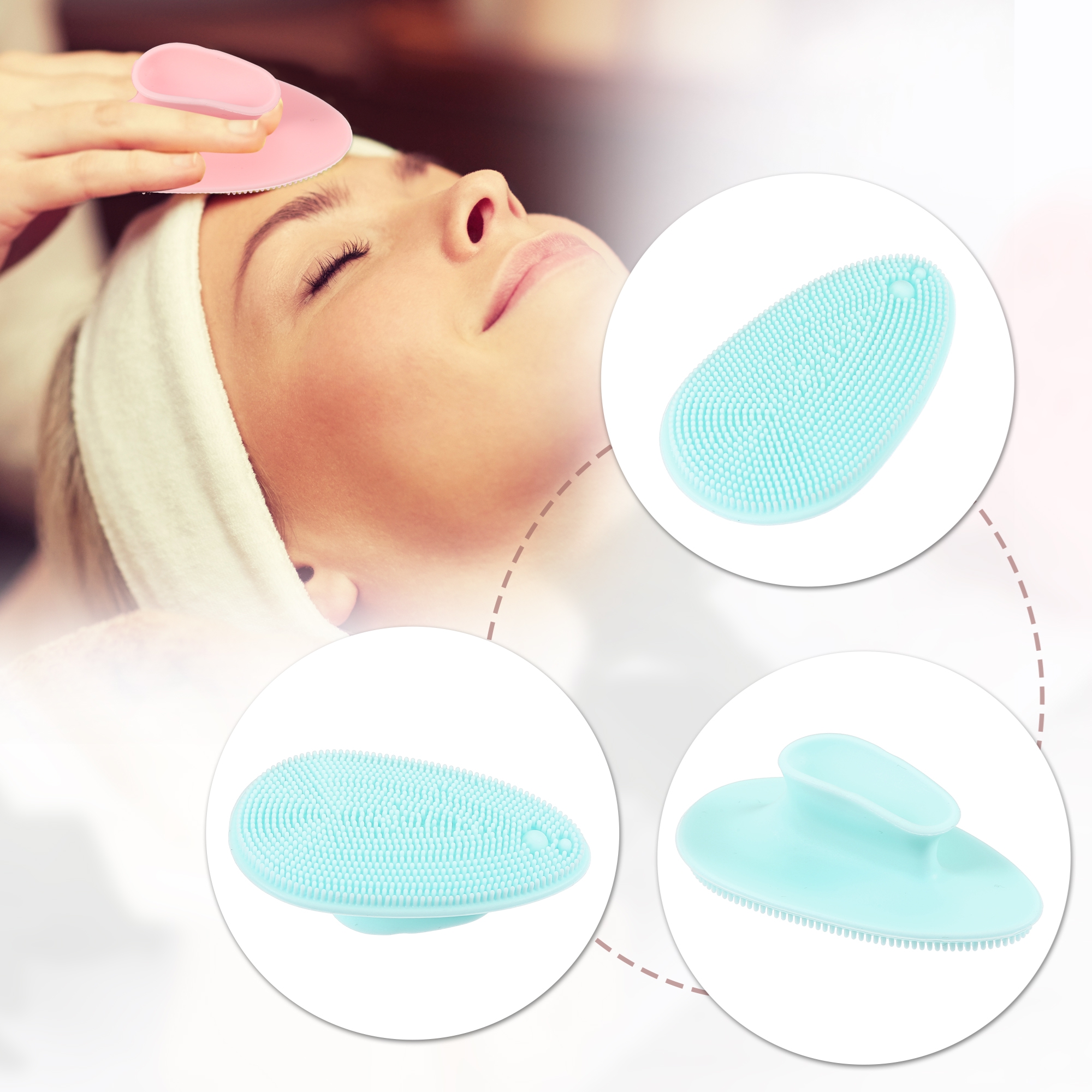 Unique Bargains Silicone Face Scrubber Exfoliator Cleansing Brush Blue