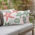 thumbnail image 6 of 2 Pack Outdoor Waterproof Throw Pillows, Ocean Red Orange Green Coral Starfish Decorative Rectangle Pillow Case Patio Pillows for Chair Couch Sofa 20x12in, 6 of 9