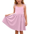 thumbnail image 2 of BRGZLK Little Girls Dress Toddler Summer Fashion Cute Solid Color Casual Ruffle Halter Sleeveless Bowknot Sundress with Pocket for Birthday Party Pink 2-3 Years, 2 of 8