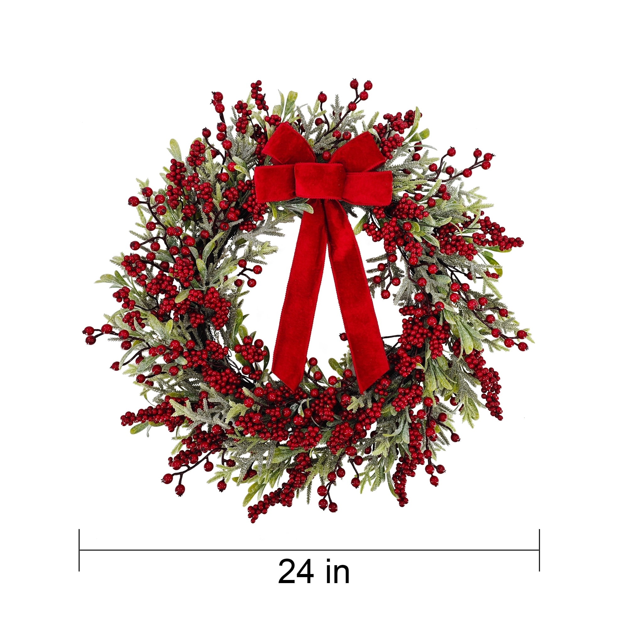 Holiday Time 24-Inch Frosted Evergreen Christmas Wreath photo 5
