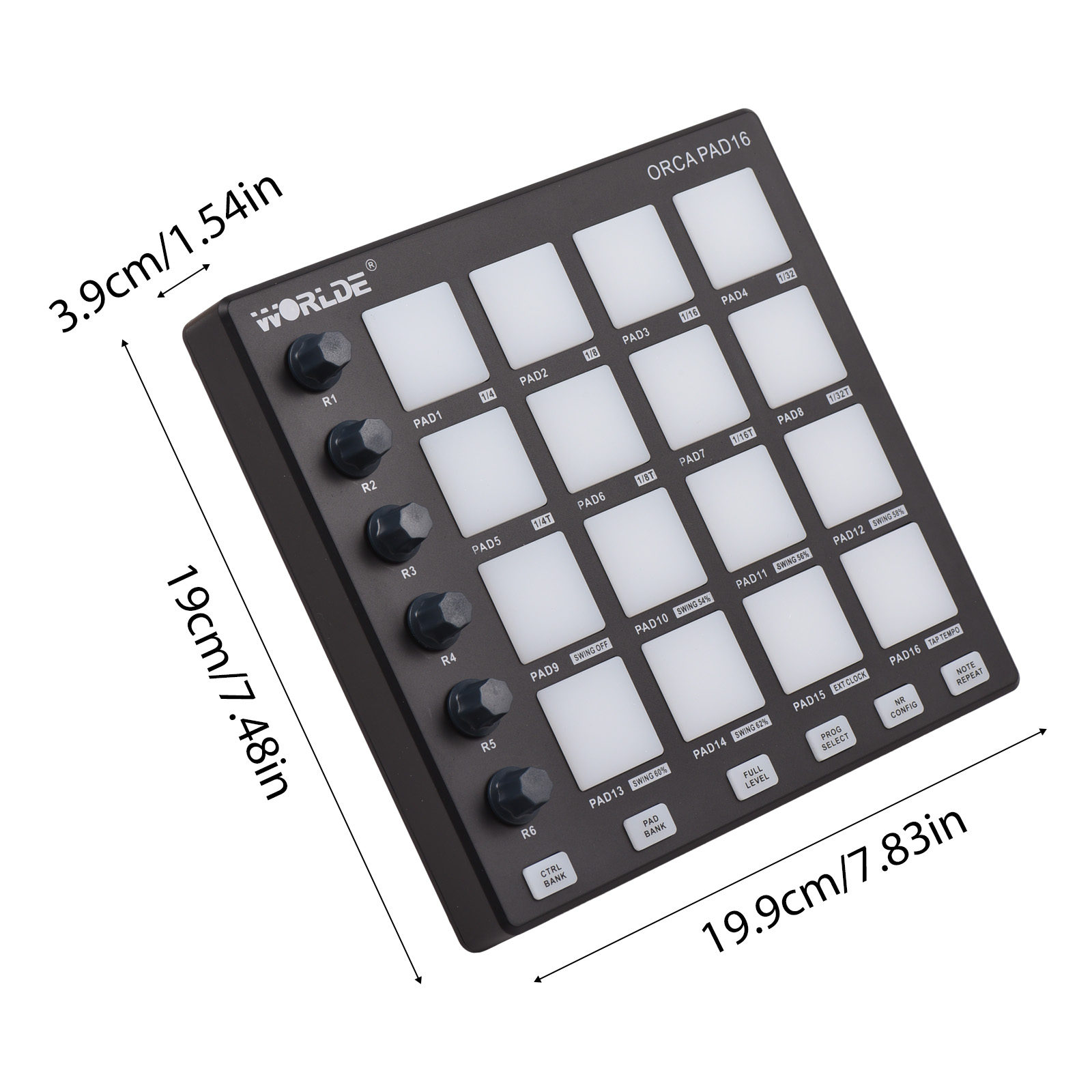 Worlde 16-Pad MIDI Beat Maker Keyboard Controller photo 5
