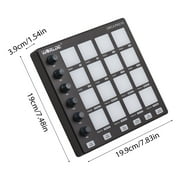 WORLDE MIDI Pad Beat Maker, USB MIDI Keyboard Controller With 16 Drum Pads for Beginner, 6 Assignable Knobs, Note Repeat  Level Buttons for Beginner Music Making