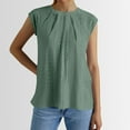 thumbnail image 2 of MIXUE Womens Summer Tops Summer Solid Color Round Neck Hollow Out Sleeveless Fashion Casual Loose Pullover Tshirts Streetwear,Green,S, 2 of 7