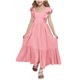 thumbnail image 2 of Odeerbi 4-15 Años de Las Niñas de Verano de Algodón de Lino Maxi Vestido Con Cuello Cuadrado de La Espalda de Arco Ruffle Tierrado Vestido de Línea A Para Las Vacaciones de La Playa de La Fiesta, 2 of 8
