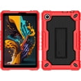 thumbnail image 4 of for TCL Tab 8 Plus Tablet/for TCL Tab 8 WiFi 9132X / LE 9137W Tablet Case Soft Silicone Rubber Had Back Shell Protection Shockproof Kids Friendly Built in Stand Shoulder Strap (Red+Black), 4 of 7
