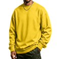 thumbnail image 2 of Basic Crew Neck Sweatshirt for Men, Long Sleeve Drop Shoulder Solid Color Pullover, Fall Regular Fit Casual Streetwear Top Yellow 2XL, 2 of 6