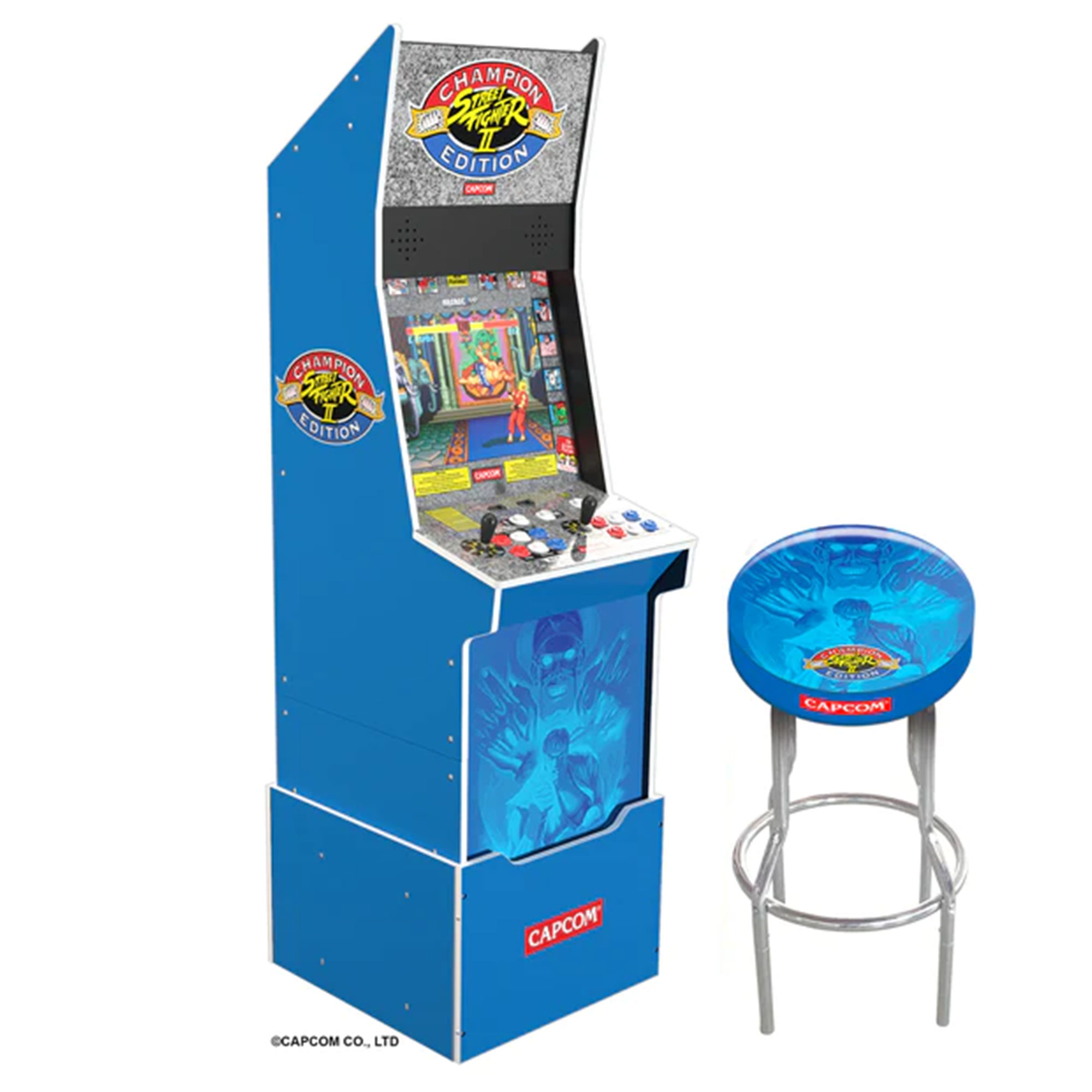 with　Stool　Big　Street　II　Arcade1Up　Arcade　Champion　Blue　Edition　Fighter　Machine