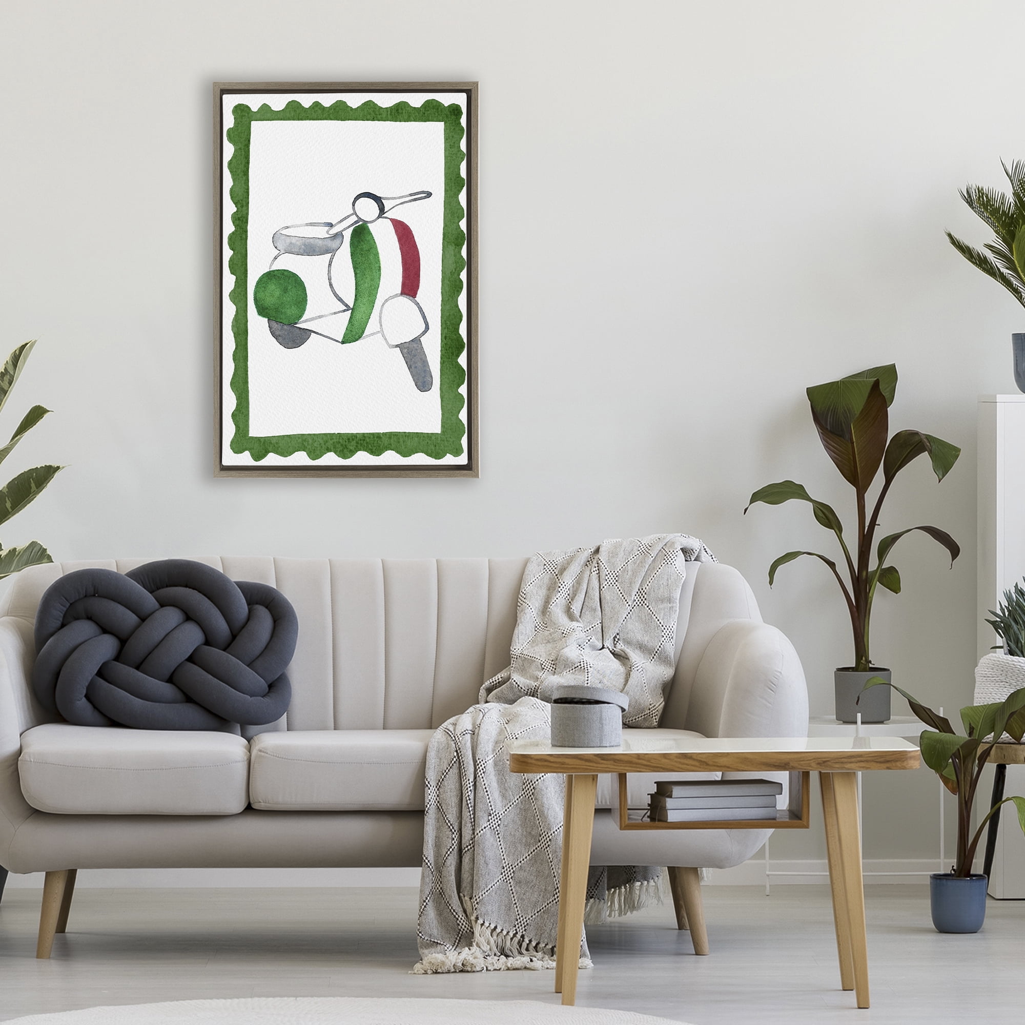 Stupell Industries Italian Motor Scooter Brown Framed Floater Canvas Wall Art, design by Camila Juncos