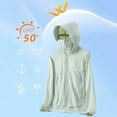 thumbnail image 2 of Summer Lightweight Jacket Women and Men Sun Protection Plus Size Full Zip Hooded Long Sleeve Clothing Shirts with Pockets Unisex Athletic Hiking Workout Sportwear Mint Green M, 2 of 6