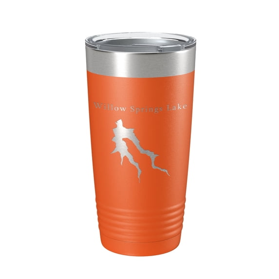 Willow Springs Lake Map Tumbler Travel Mug Insulated Laser Engraved Coffee Cup Arizona 20 oz Orange
