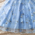 thumbnail image 4 of Kids Girls Floral Embroidered Tulle A-Line Dress with Bow Breathable Summer Party Dress Blue 3T,Size 7 T, 4 of 6